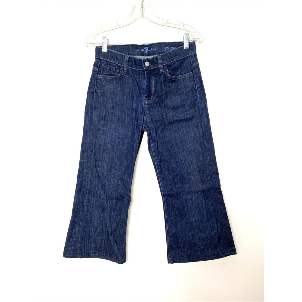 7 For All Mankind Crop Ginger Capri Jeans Womens 26 Dark Wash Stretch Denim